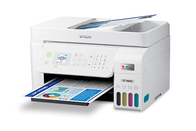 EcoTank ET-4800 Wireless All-in-One Cartridge-Free Supertank Printer with Scanner, Copier, Fax, ADF and Ethernet