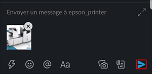 fen&ecirc;tre noire avec une petite image d&rsquo;imprimante epson avec un x dans le coin