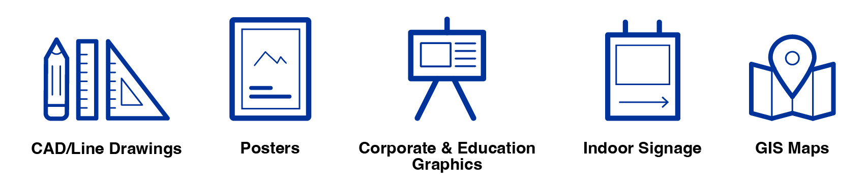 CAD/Line Drawings | Posters | Corporate & Education Graphics | Indoor Signage | GIS Maps