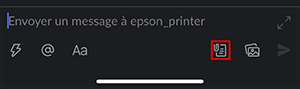 fen&ecirc;tre d&rsquo;impression slack noire avec ic&ocirc;ne de document s&eacute;lectionn&eacute;e