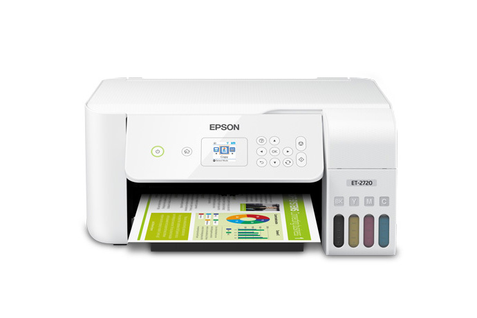 Ethernet Epson EcoTank ET Series Wireless Color All-in-One Supertank Inkjet Printer/Print Scan Copy/White / 5760 x 1440 dpi Voice Activated Memory Card Slot 