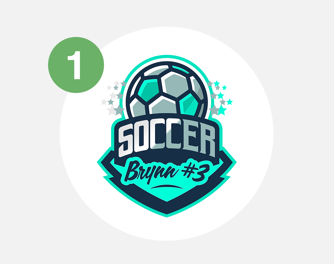 A soccer ball design personalized with jersey number.