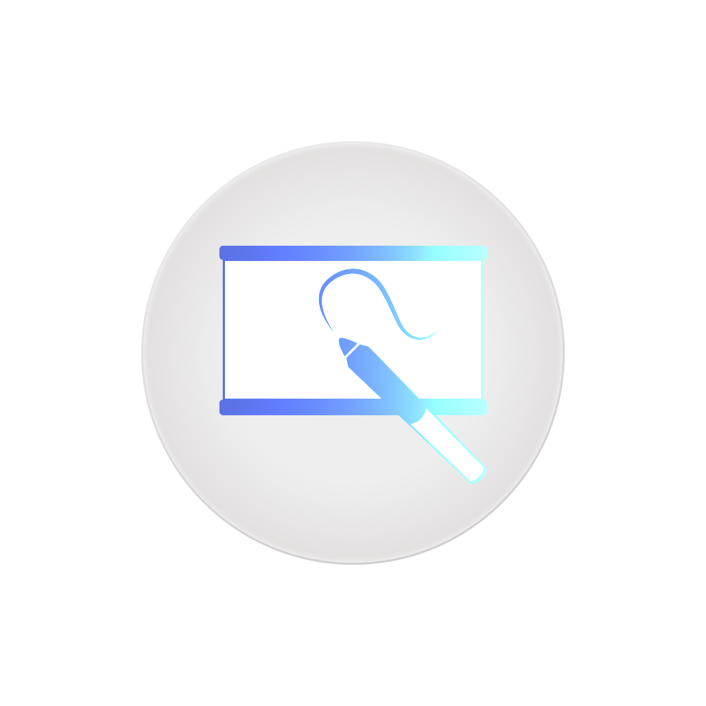 Icon of a projector screen with a blue marker