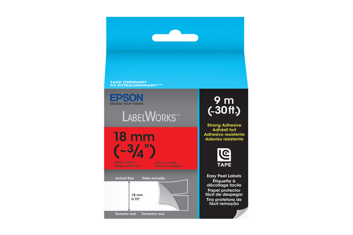 LabelWorks Strong Adhesive LC Tape Cartridge ~3/4" Black on Red