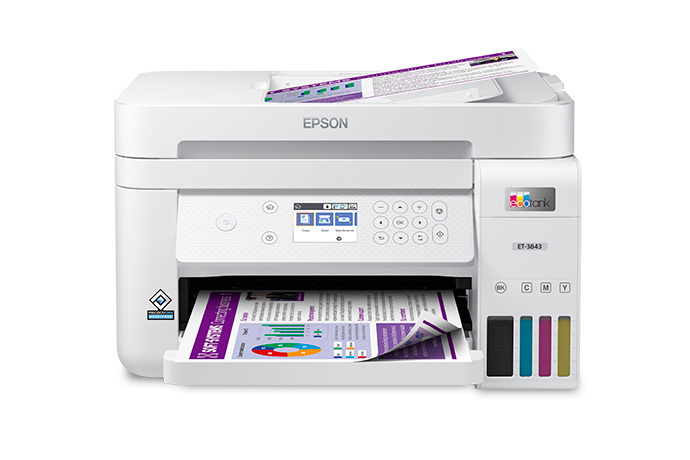 EcoTank ET-3843 Wireless Colour All-in-One Cartridge-Free Supertank Printer with Scanner, Copier, ADF and Ethernet